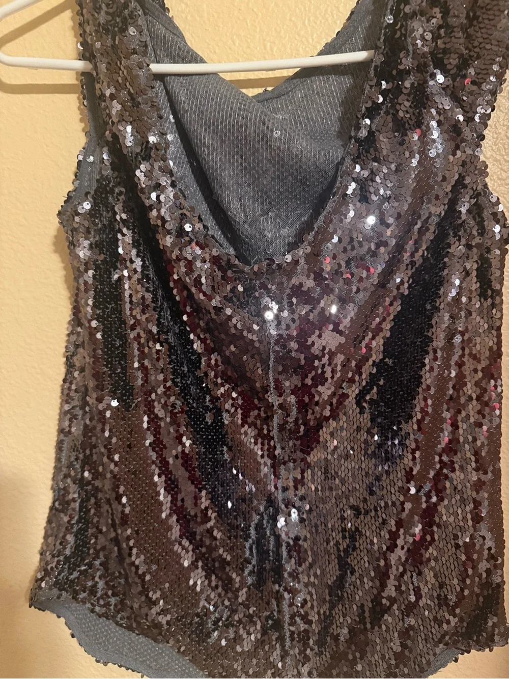 Free People Black Sequin Draped Neck Camisole